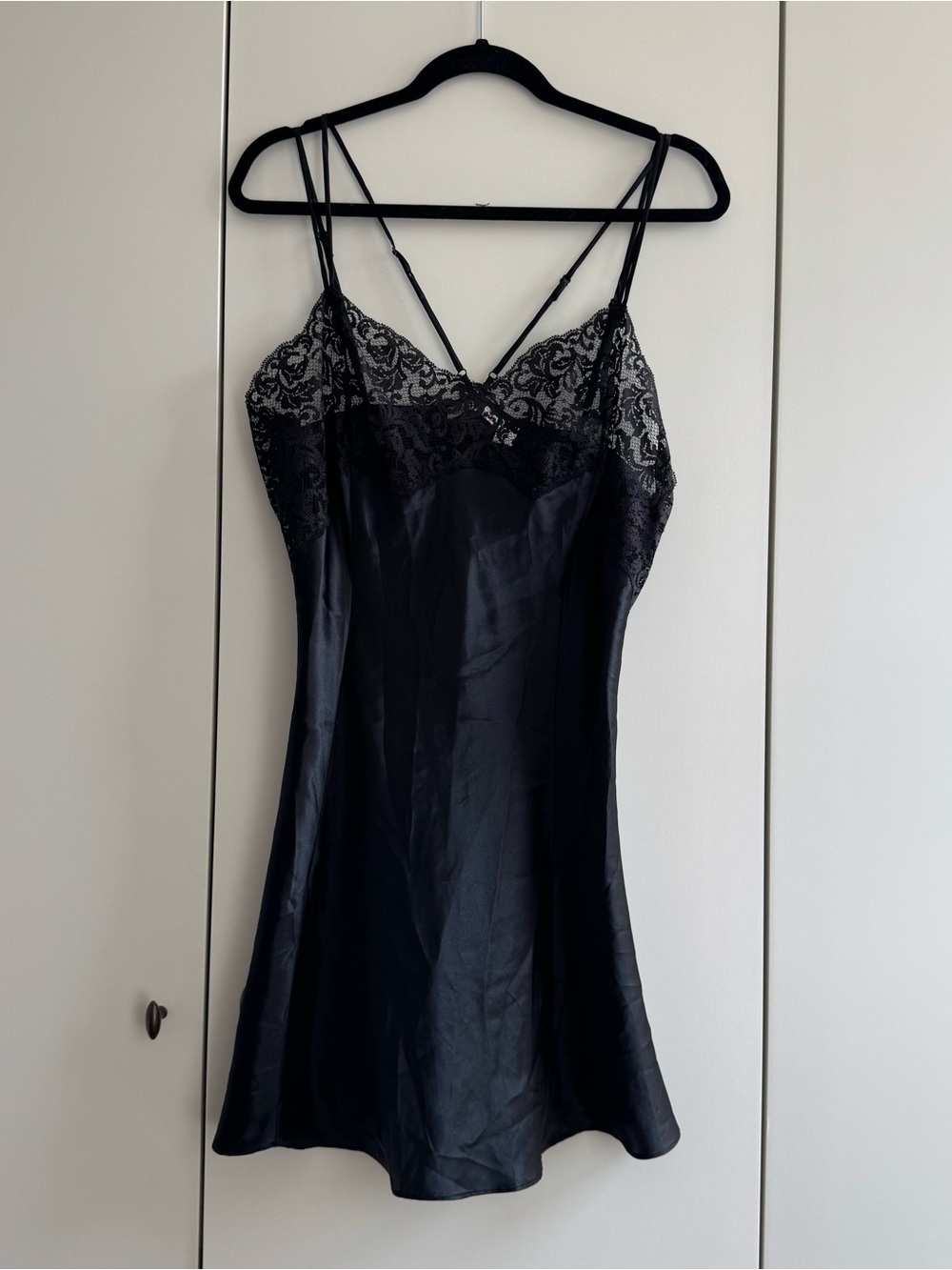 Victoria's Secret Black Satin and Lace slip